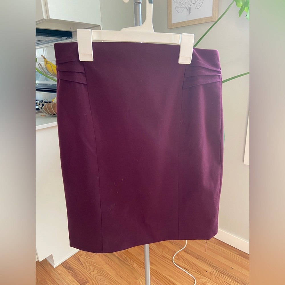 Express Plum Pencil Skirt with Waist Pleats